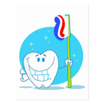 Dent de sourire heureuse avec la brosse à dents cartes postales