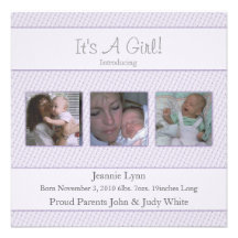 Dentelez son un faire-part de naissance de fille