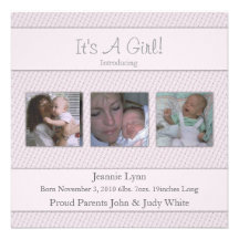 Dentelez son un faire-part de naissance de fille