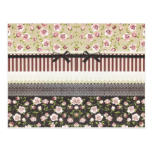 Dentelle blanche Girly élégante et roses roses Cartes Postales
