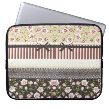 Dentelle blanche Girly élégante et roses roses Housse Pour Ordinateur Portable