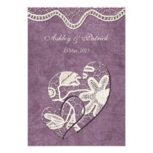 Dentelle élégante sur le mariage violet d'arrière  bristols