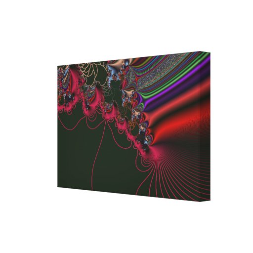 Dentelle rouge sur la fractale noire impression sur toile