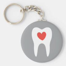 Dentiste de coeur d'amour de silhouette de dent de porte-clef