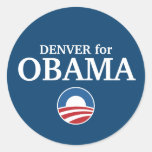 DENVER pour la coutume d'Obama votre ville personn Autocollants Ronds