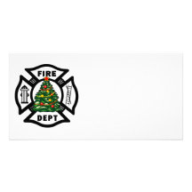 Département du feu de Noël de sapeur-pompier Photocarte Personnalisée