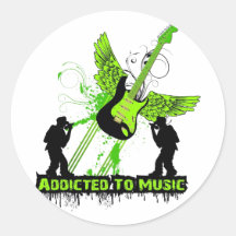 Dépendant en musique autocollants ronds