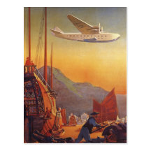 Déplacement plat vintage des vacances dans l'Orien Carte Postale