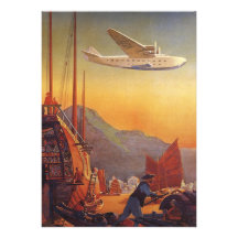 Déplacement plat vintage des vacances dans l'Orien Invitations