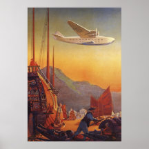 Déplacement plat vintage des vacances dans l'Orien Posters