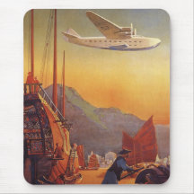 Déplacement plat vintage des vacances dans l'Orien Tapis De Souris
