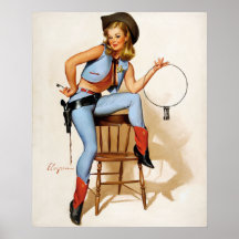 Député Pin Up de cow-girl Affiches