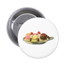 Dessert vintage ; Banana split avec des cerises Pin's
