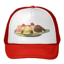 Dessert vintage ; Banana split avec des cerises Casquettes De Camionneur