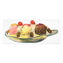 Dessert vintage ; Banana split avec des cerises Carton D'invitation