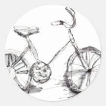 Dessin artistique mignon de vélo autocollant