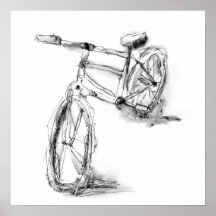 Dessin artistique mignon de vélo posters