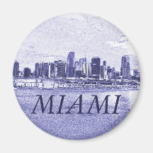 Dessin au crayon d'horizon de Miami, la Floride Magnets Pour Réfrigérateur