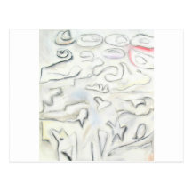 Dessin blanc en pastel de caverne (art cru abstrai cartes postales