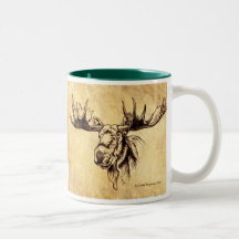 Dessin de sépia d'orignaux mugs