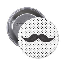 Dessin drôle de moustache et pois noir badges