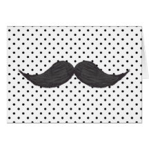 Dessin drôle de moustache et pois noir cartes de vœux