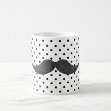 Dessin drôle de moustache et pois noir mug