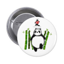 Dessin mignon d'encre de panda badge