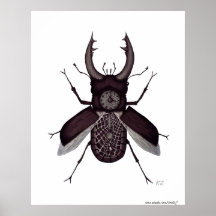 Dessin noir et blanc surréaliste d'horloge de scar posters