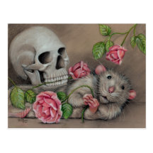 Dessin rose de carte postale de crâne de rat