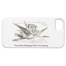 Dessin vintage d'encre : Cigognes de tour d'enfant Coque iPhone 5