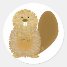 Dessins animaux adorables : Castor Adhésifs Ronds