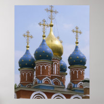 Dessus de l'église orthodoxe russe en Russie Affiche