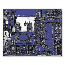 Détail architectural bleu d'encre tirages photo