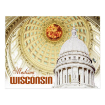 Détail du dôme de capitol d'état du Wisconsin Cartes Postales