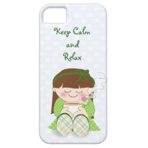 Détendez ! Fille mignonne de Kawaii détendant avec Coques iPhone 5 Case-Mate
