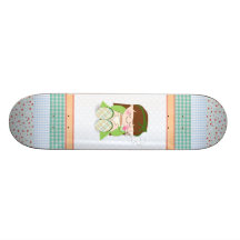 Détendez ! Fille mignonne de Kawaii détendant avec Skateboards Personnalisables