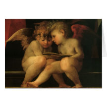 Deux anges lisant par Rosso Fiorentino Cartes De Vœux