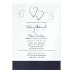 Deux argent et faire-part de mariage de coeurs de  invitations