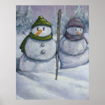 Deux bonhommes de neige posters
