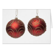 Deux boules rouges de Noël Carte De Vœux