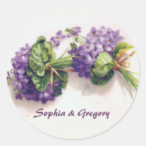 Deux bouquets violets vintages autocollants