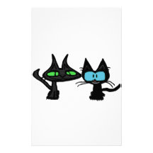 Deux chats heureux de minou motifs pour papier à lettre