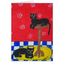 Deux chats noirs carte