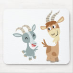 Deux chèvres heureuses mignonnes Mousepad de bande tapis de souris