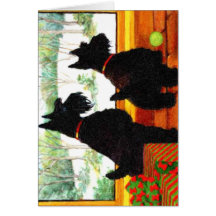 Deux chiens de Scotty à Noël Cartes De Vœux