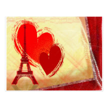 Deux coeurs à Paris Cartes Postales