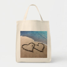 Deux coeurs dans le sable sac