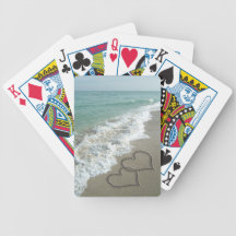 Deux coeurs de sable sur la plage jeux de cartes