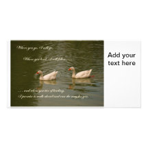 Deux cygnes - thème de mariage cartes de vœux avec photo